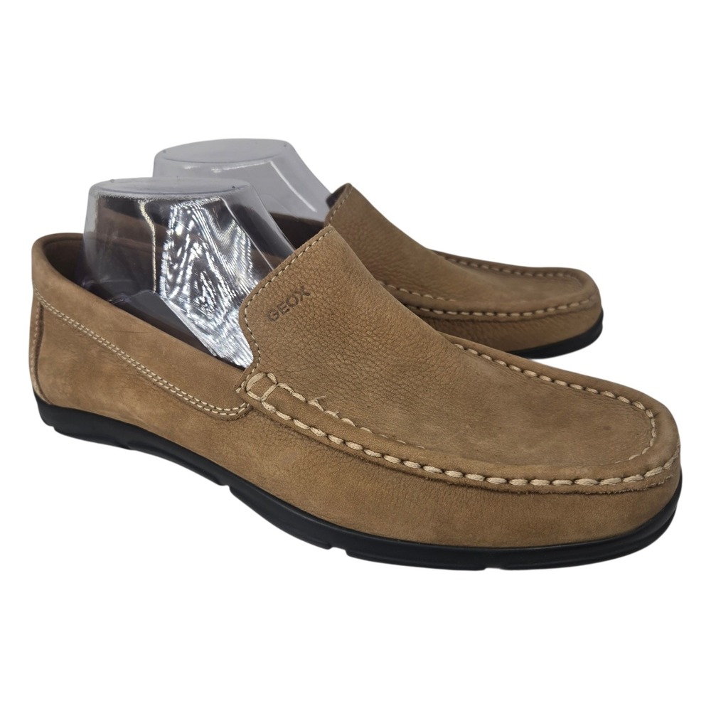 GEOX Respira Loafers Mens 43 (10) Tan Suede Mocassins Driving Slip On Comfort